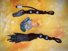 keychain accessories, blue, grey, brown, beaded