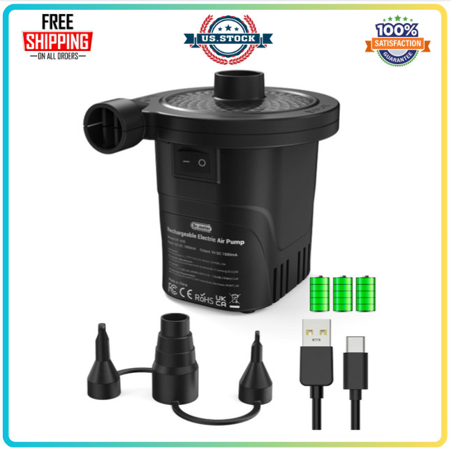 Dr.meter Air Pump – Rechargeable 4000mAh for Pools, Boats, Airbeds