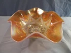 Vintage Dugan Marigold Peach Opalescent Carnival Glass SKI STAR Bowl INV2