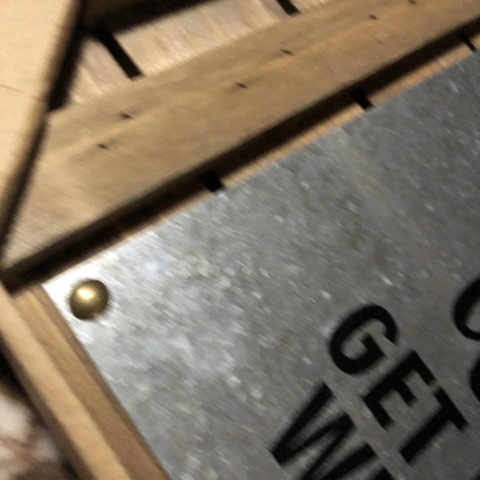 New! Rustic Wood & Metal Print Wall Hanging Drinking Quote " Friends and wine" - Image 2 of 4