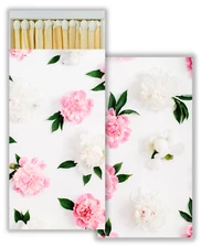 Peonies Set of 3 Large Matchboxes with Wooden Matches
