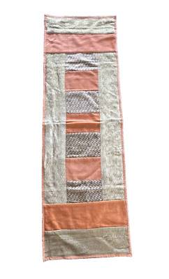April Cornell Table Runner 14x44 Patchwork Tapestry Apricot Gold Tan
