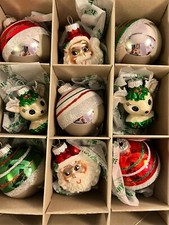 Christmas ornaments Radko Shiny brite set of 9 Santa Reindeer balls MAX6690