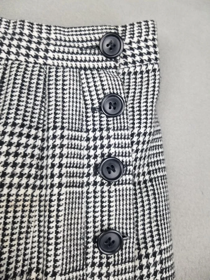 Falda EH Woods 14 L Negra Plisada Pata de Gallo Cuadros Lana Academia Preppy Dinero Foto 3 de 4