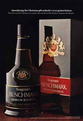 1968 Benchmark Bourbon: Christmas Vintage Print Ad