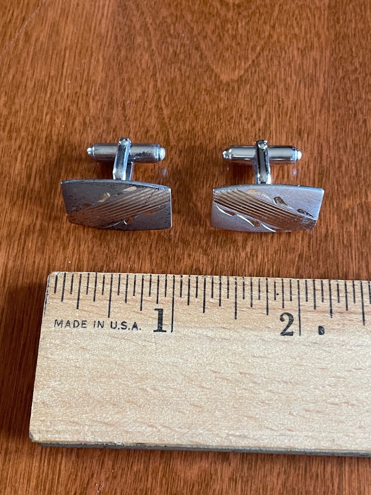 VINTAGE STERLING SILVER ROUNDED RECTANGLE CUFFLIN… - image 2