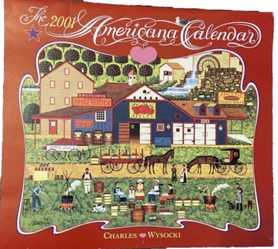Charles Wysocki Vintage 2001 Americana Calendar Unmarked Folk Art