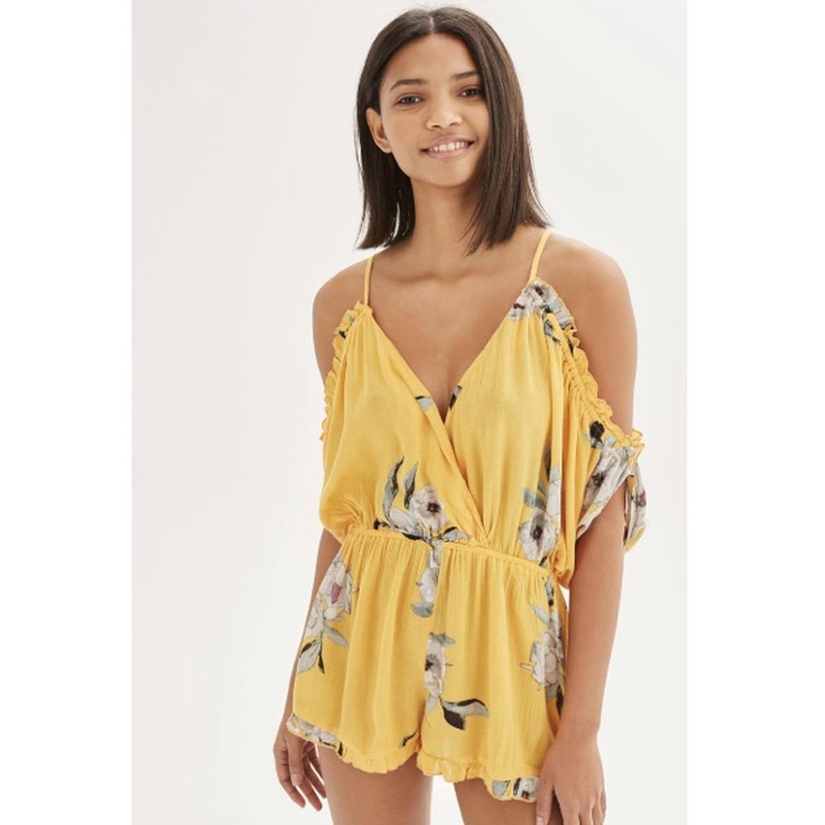 Topshop Orange Posie Cold Shoulder Jumpsuit Size S BNWT UK