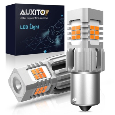 AUXITO 1156 BA15S 7506 Amber LED Turn Signal Corner Light Bulb Canbus Error Free