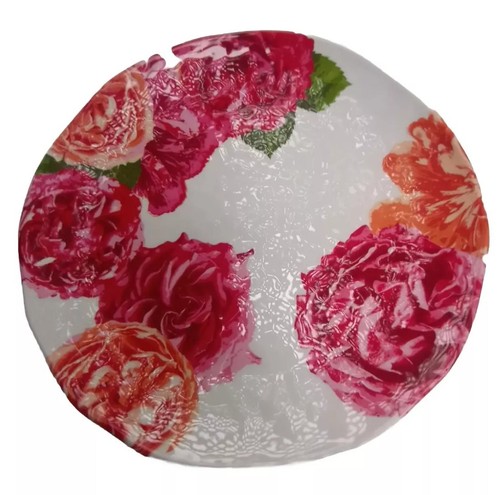 6 Sur La Table Melamine 11 inch Dinner Plate Wavy Colorful Roses Floral Melamine