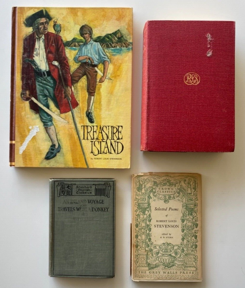 Robert Louis Stevenson : TREASURE ISLAND - POEMS - LETTERS - Faux Book Box 15" +