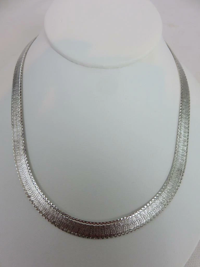 Wide sterling shop silver herringbone necklace