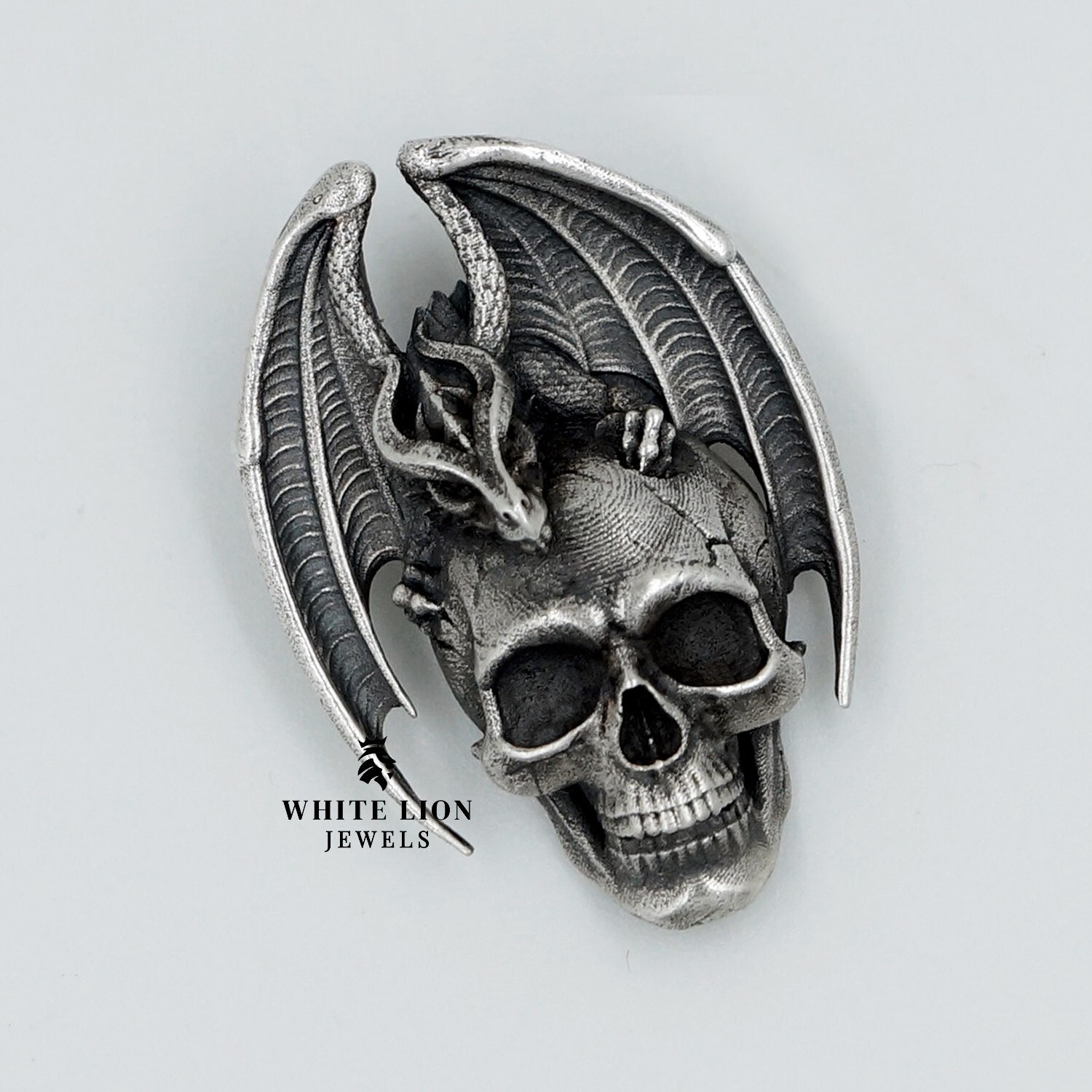 Collier Homme Croix Gothique Avec Crâne Et Dragon MENDEL - Acier Inoxydable, 24 Pouces, Fermoir Homard