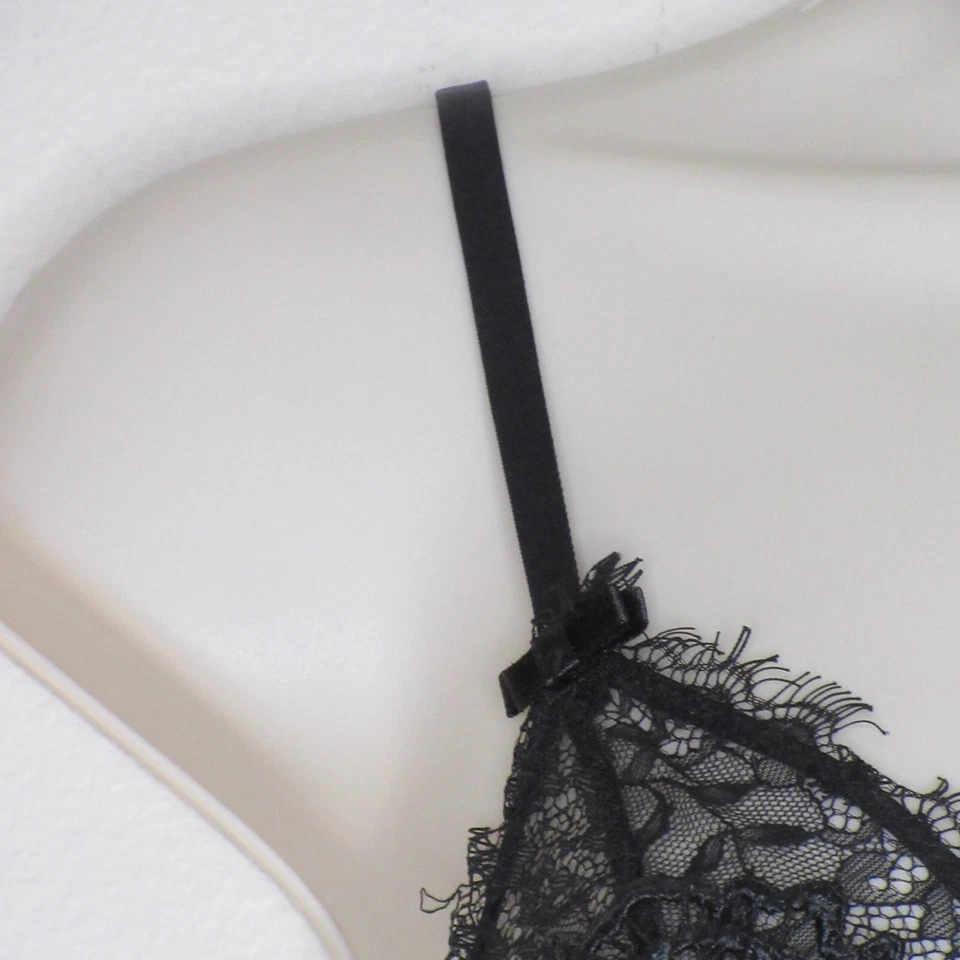 Shirley Of Hollywood Women's Black Lace Sheer Floral Wireless Bra L B35 - Image 2 of 4