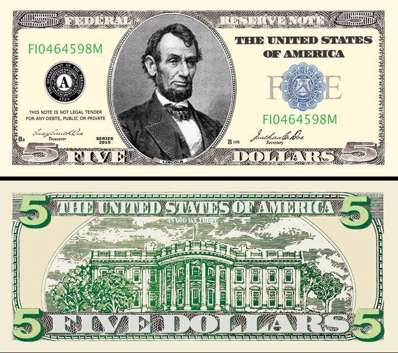 Abraham Lincoln 5 Dollar Bill Lue 2021 ABRAHAM LINCOLN FIVE DOLLAR