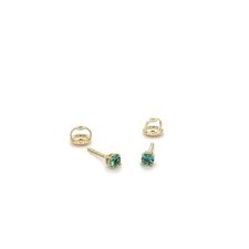 14K yellow gold emerald stud earrings baby shower gifts ,earrings for baby girl