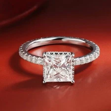 Women's Wedding Ring 2Ct Princess Cut Simulated Diamond In 14k White Gold Plated