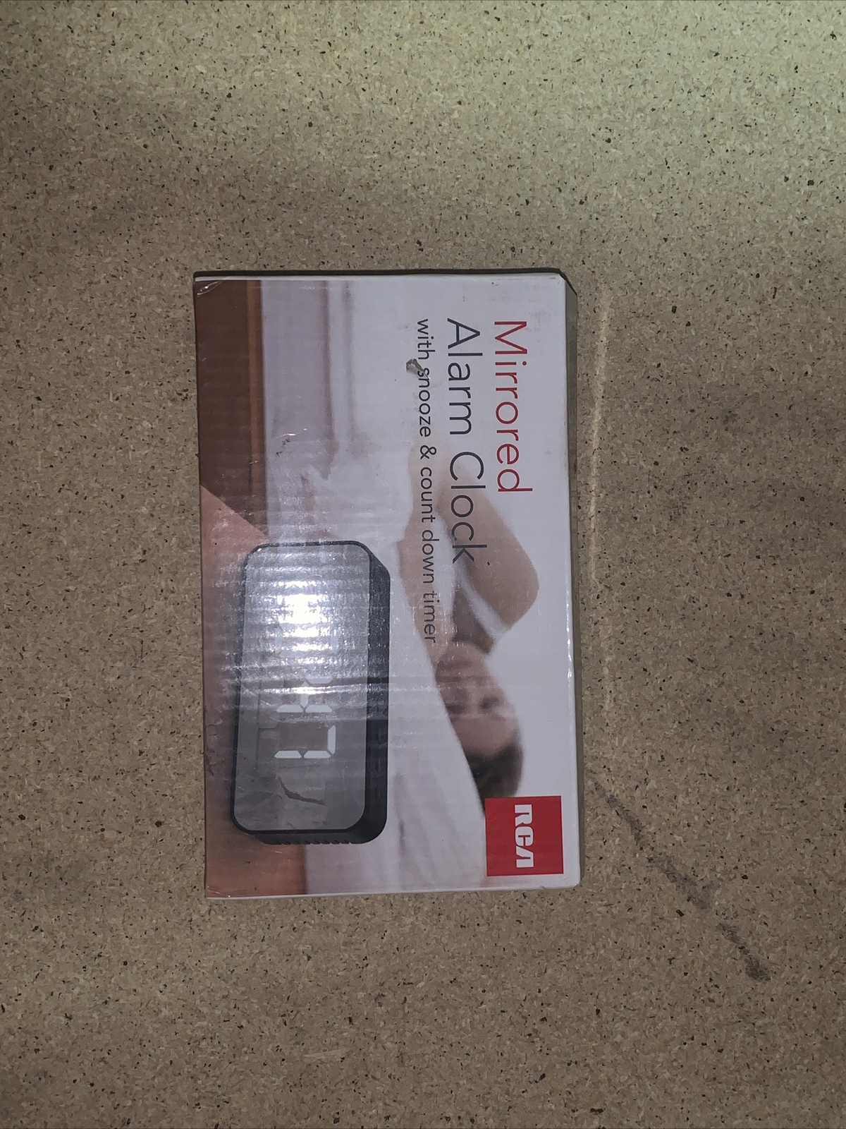 RCA Mirrored Alarm Clock with Snooze and Count Down Timer Open Box