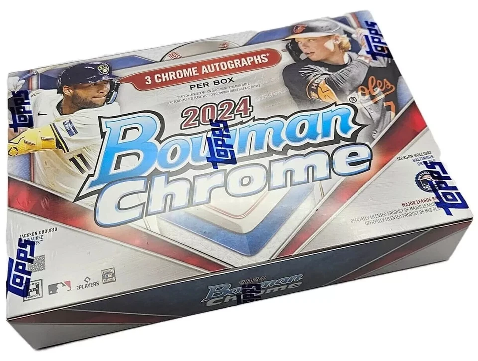 2024 BOWMAN CHROME BASEBALL HOBBY HTA BOX - 3 AUTOS/BOX - BRAND NEW SEALED QTY