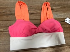 Sanctuary Colorblocked Twist Bikini Top - White Multicolor S MSRP 59