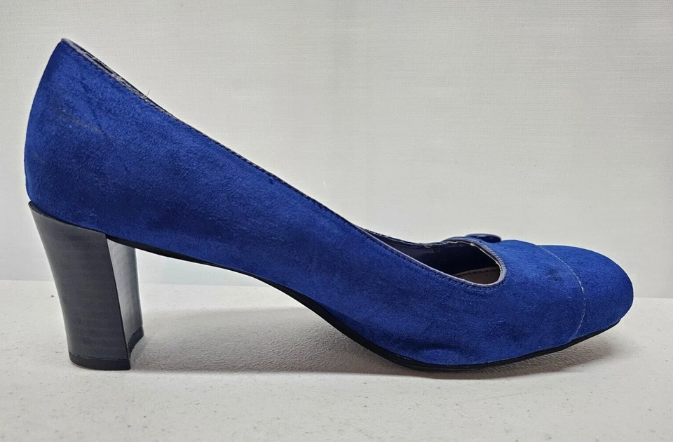 Zapatos de salón Croft & Barrow para mujer talla 9 azules tacones bloque acento de botones tacón de 2,5" Foto 3 de 4
