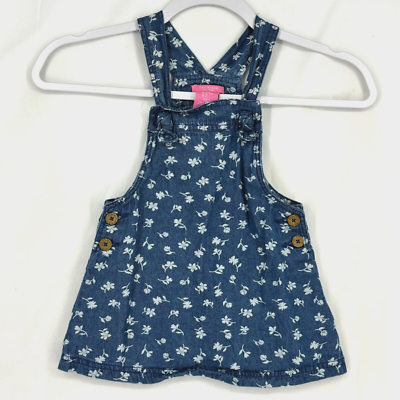 Isaac Mizrahi Baby Girls Size 24 Months Overall Dress Blue Floral Denim  Buttons | eBay