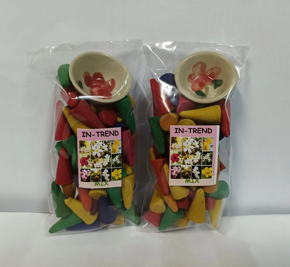 2x50 шт. Тайский домашний аромат смешанный запах благовония горелка конус формы милый блюдце - Изображение 4 из 4