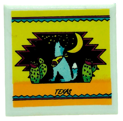 Vintage Texas Refrigerator Magnet Dog Howling Moon Ceramic