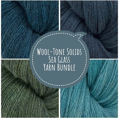Wool-Tone Solids Bundle, Sea Glass, 100% Wool, Hand-spun, Fingering-weight Yarn