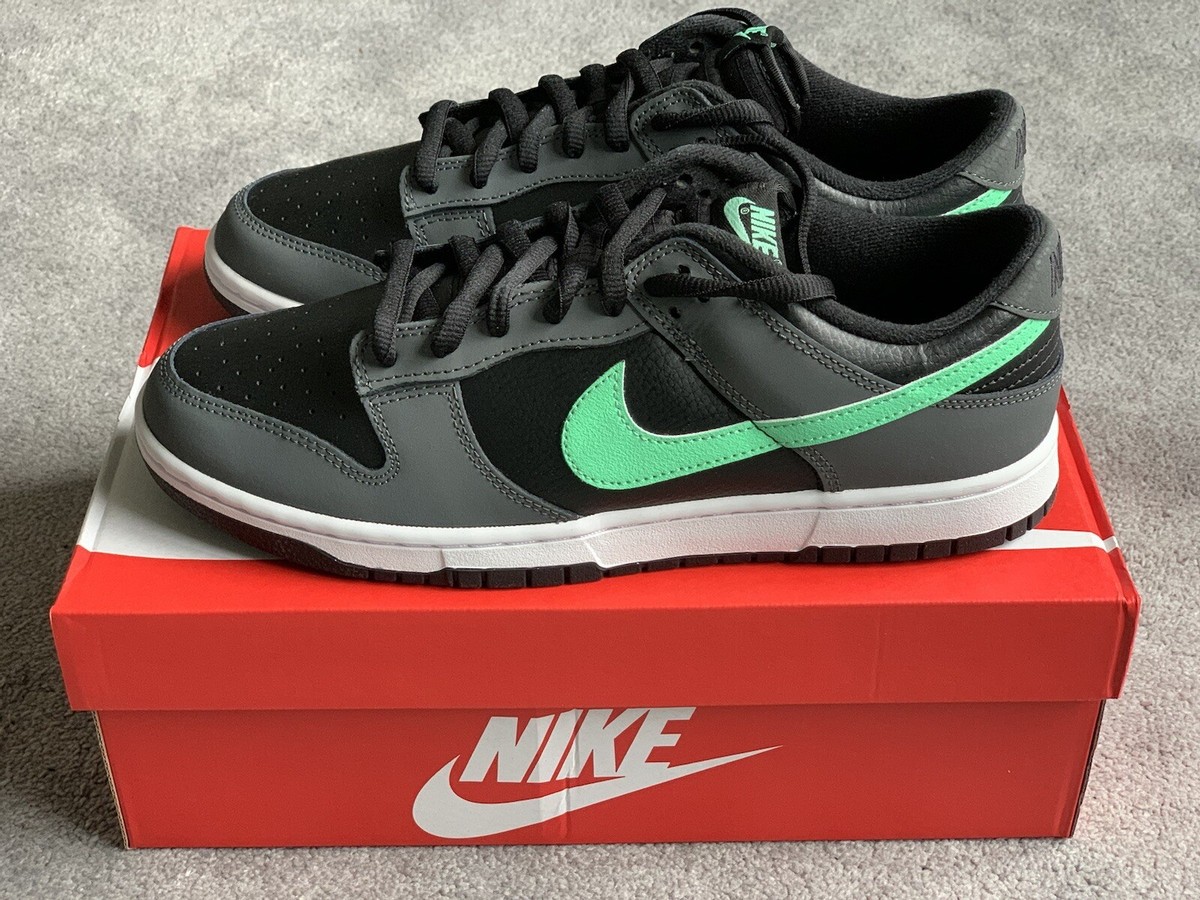 NEW NIKE DUNK LOW RETRO MENS UK 10 IRON GREY GREEN GLOW BLACK OG LE PANDA  AIR SB