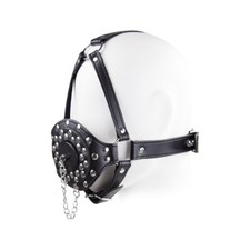 Tube PU Leather Sensory Deprivation Bondage Hood Gimp Mask with Open Mouth Gag