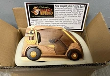 Carver Dan’s Puzzle Box Golf Cart Hand Carved Open Box