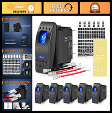 6PCS 5PIN Rocker Switches Set with Jumper Wires, 20A/12V On/Off Toggle for Truck