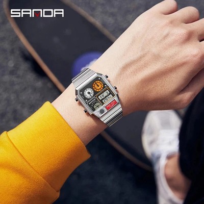 SANDA MEN'S WATCH HUMPBUCK  DUAL-TIME MULTIFUNCTIONAL WATERPROOF LUMINOUS