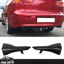 Fits 08-15 Mitsubishi Lancer Rear Bumper Lip Aprons 2pc Unpainted Black - Pu
