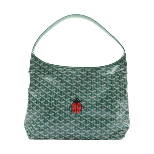 GOYARD Boheme Hobo Ladybug Shoulder Bag Green Goyardine Canvas BOHEMEPMLTY