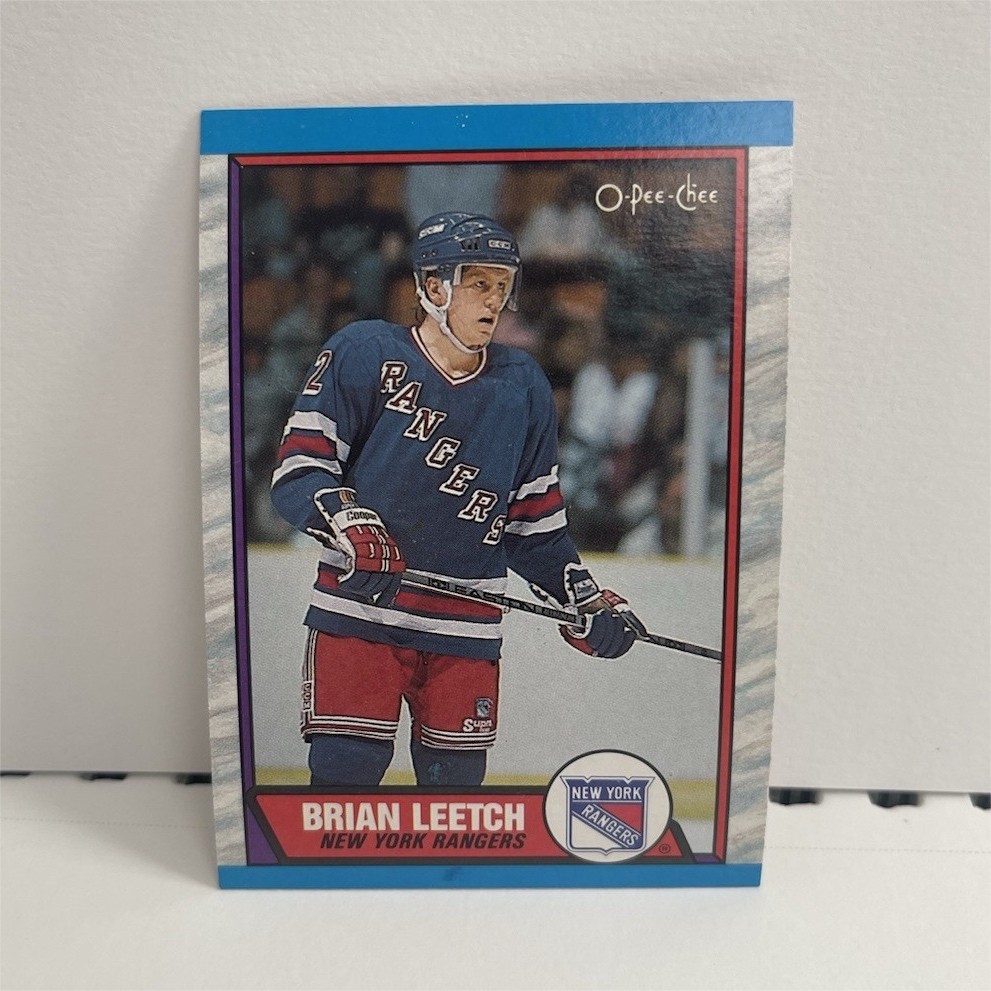 1989-90 O-Pee-Chee - Rookie Brian Leetch #136 New York Rangers Ice Hockey