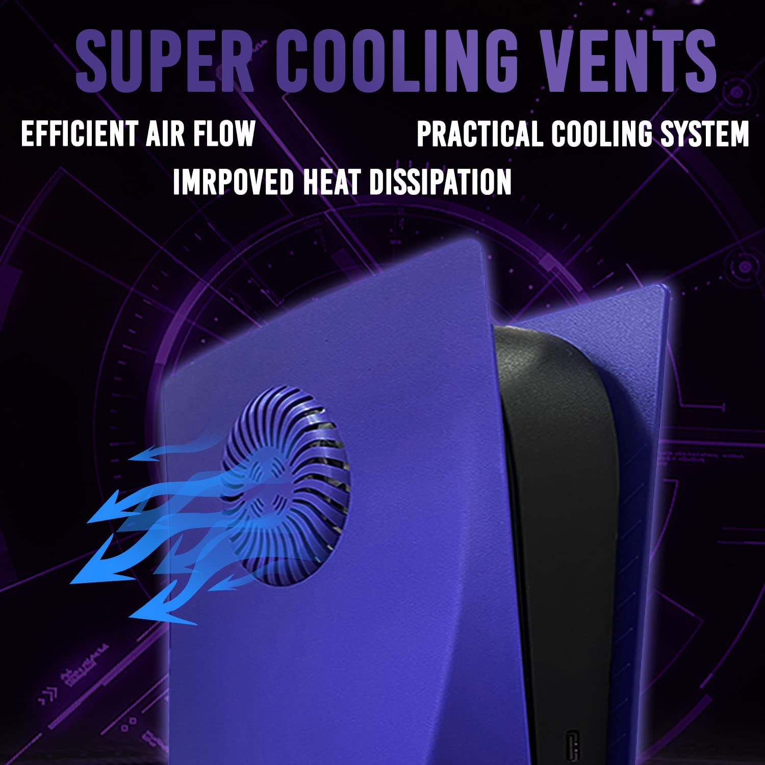 Façade Violette PS5 ventilée contre la surchauffe - Coque de rechange avec aérations