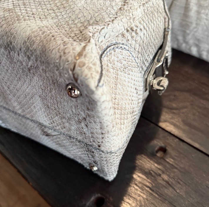 Tod’s D Styling Bowler Handbag Grey Python Leather - image 6