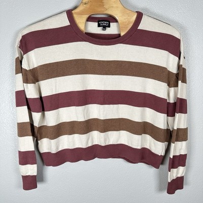 Known Supply Organic Cotton Sweater Womens Sz 2XL Lightweight Pink Brown Striped