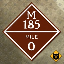 Michigan M-185 state route highway road sign Mile 0 Mackinac Island 16x16