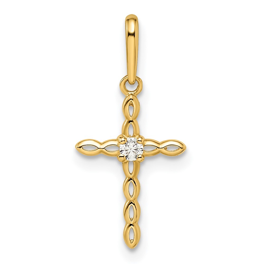 14k Yellow Gold CZ Cross Pendant 0.19gm 0.79x0.38 Inch