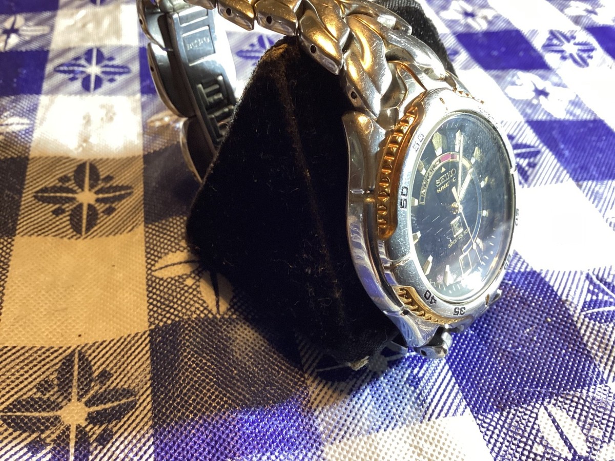 Seiko Kinetic Sports 100 5M42-0B09 men's watch runs perfect 2tone