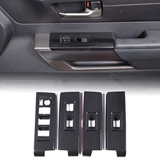  Car Door Window Glass Lift Button Panel Trim Cover Carbon Fiber Pattern(B)