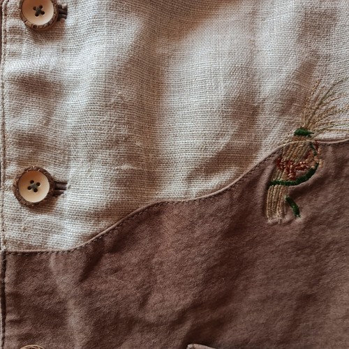 VEST VINTAGE AUTHENTIC TRACHTEN OKTOBERFEST DIRNDL LEATHER LINEN MEN :US38/EU48 - Picture 6 of 7