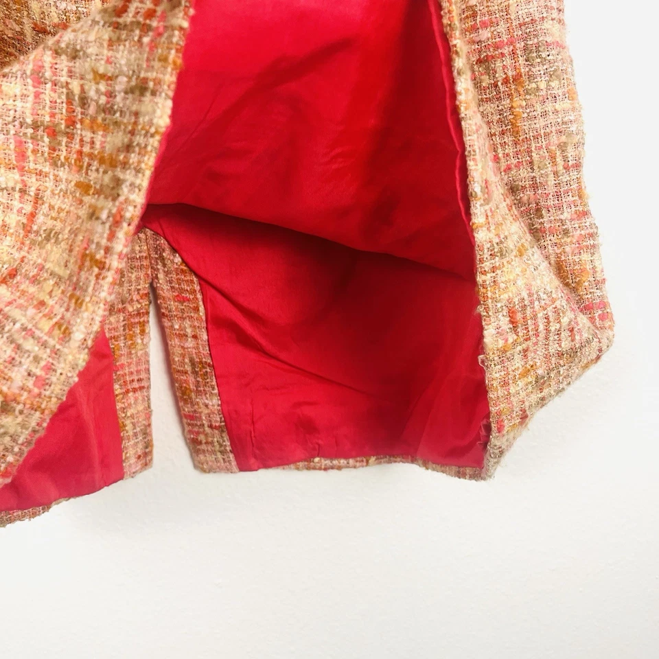 Falda lápiz Oilily Vintage tweed naranja y rosa cintura alta 40/mediana Foto 4 de 4