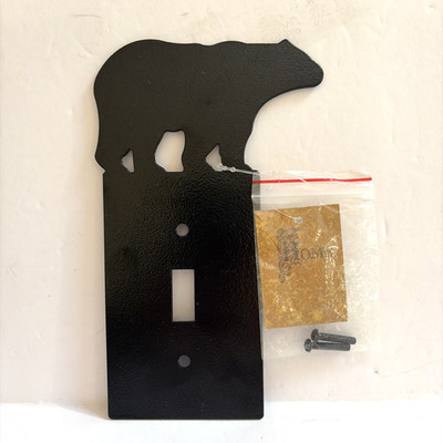 NWT Black Wrought Iron Wall Switchplate Bear Cabin Chic