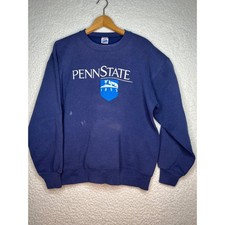 Vintage Jerzees Penn State Sweatshirt Mens Large Navy Blue Super Sweats USA Made