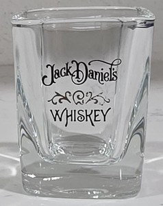 Vintage Jack Daniels Whiskey Logo Thick Square Clear Shot Glass Barware Liquor