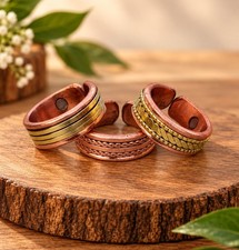 100 Pure Copper Magnetic Therapy Ring Adjustable Copper Ring for Unisex 3pcs